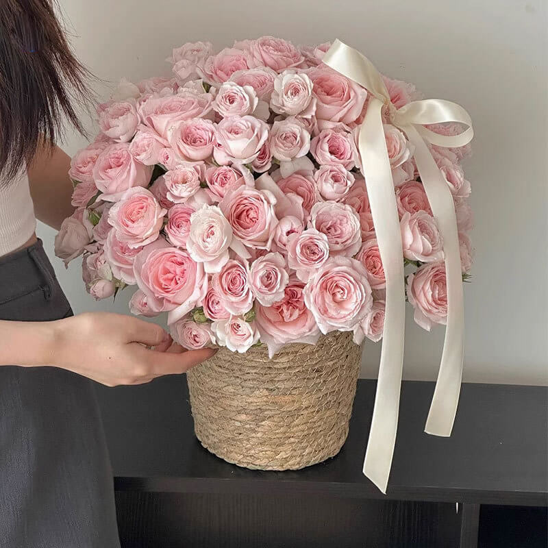 Handcrafted flower basket arrangement from the Featured Collection