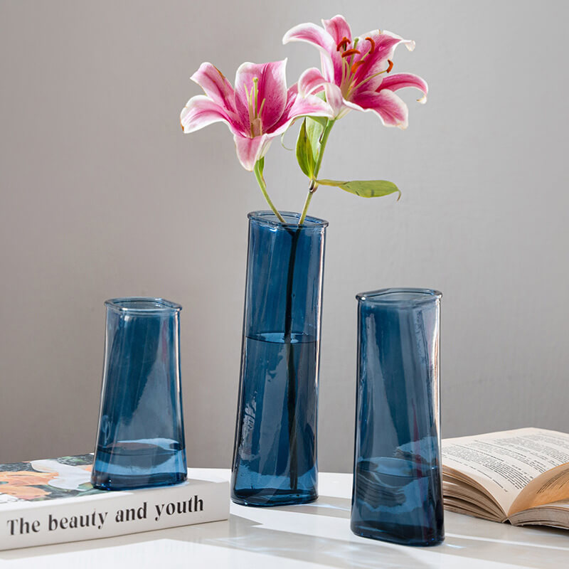 blue glass vase