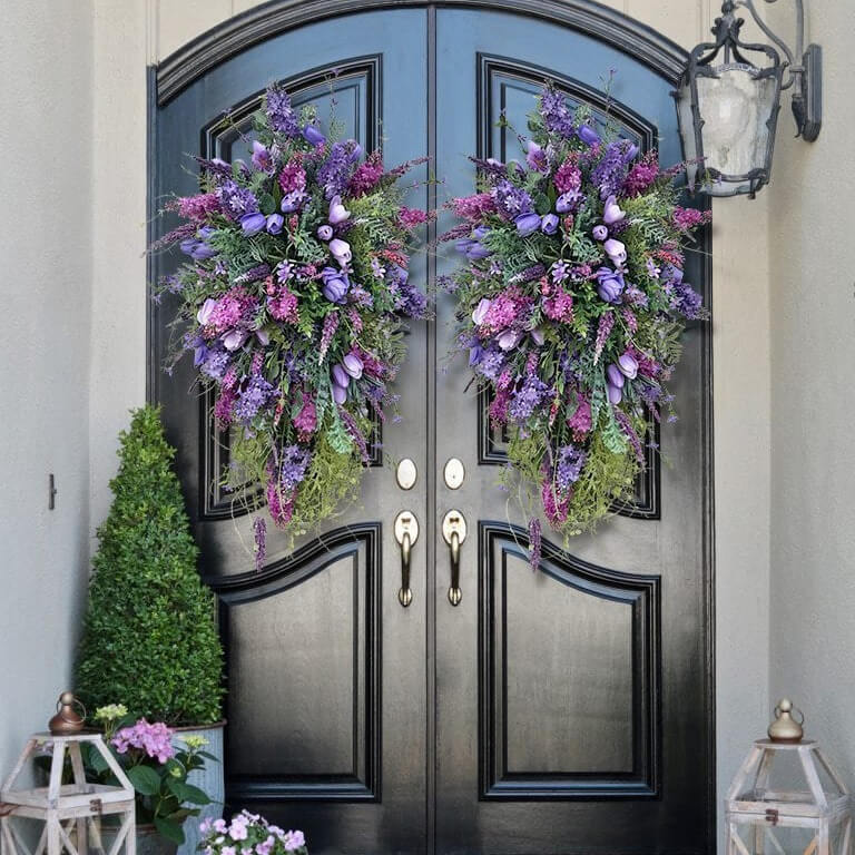 Spring Fake Purple Tulip Wreath
