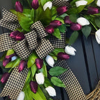 Faux Spring Tulip Bow Wreath