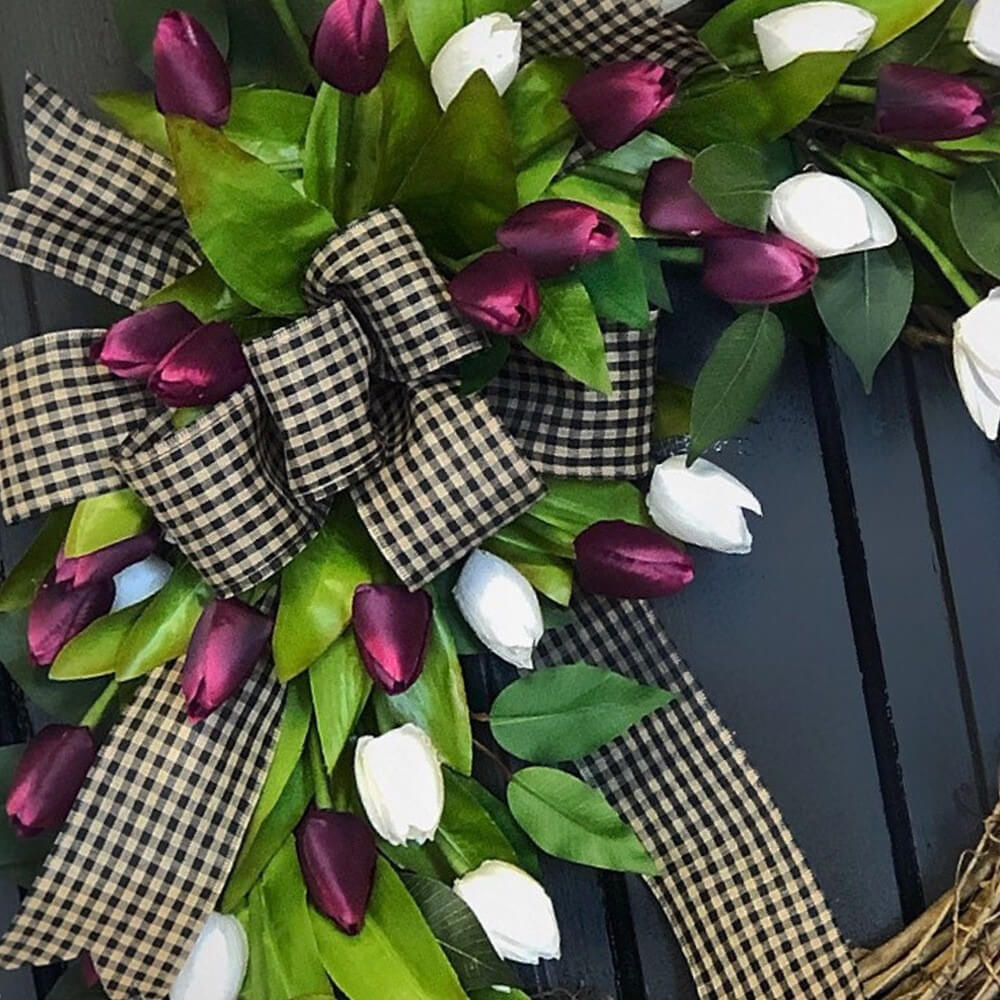 Faux Spring Tulip Bow Wreath