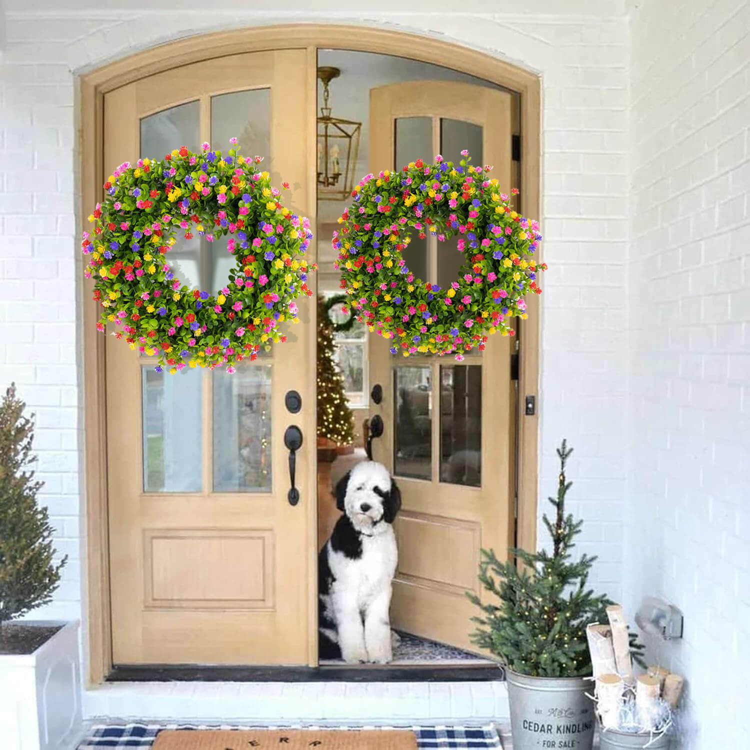 Colorful Floral Eucalyptus Wreath - 20"
