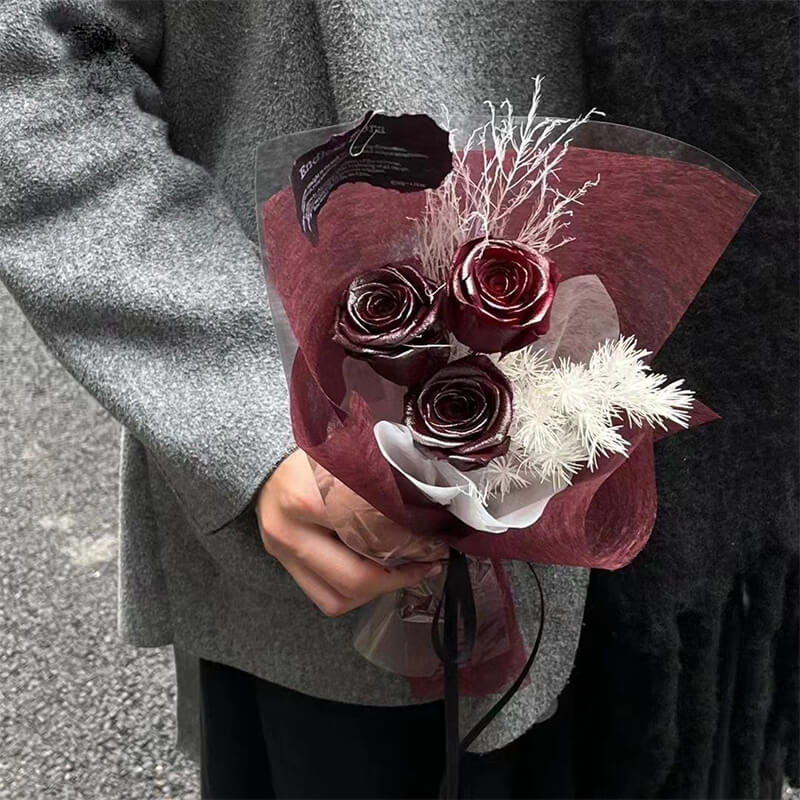 wrapping flowers in tissue paper
