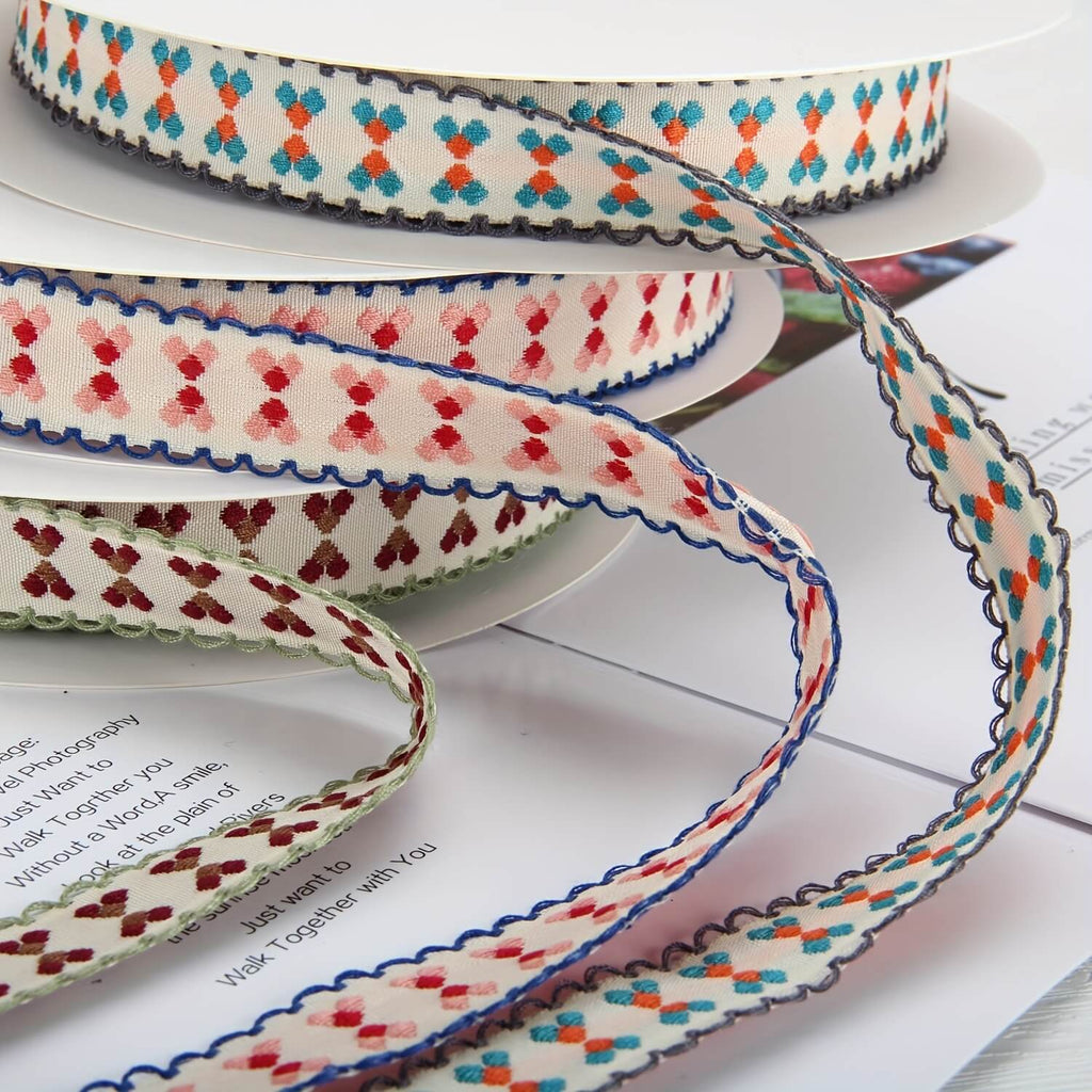 Embroidered Silk Ribbon, 50 Yards