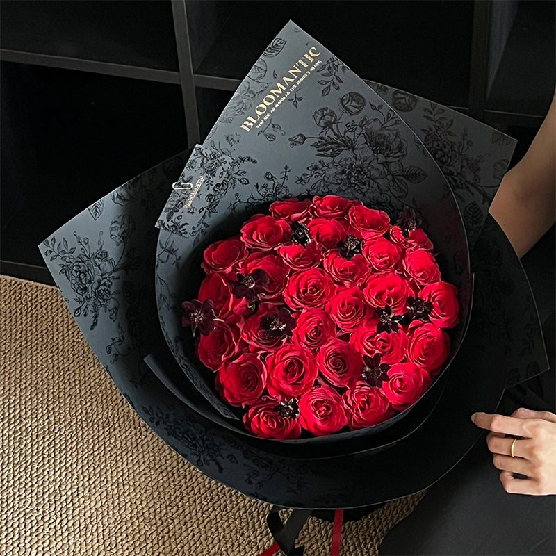 black floral wrapping paper