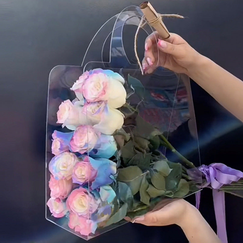 Bolsa de papel portátil para arreglos florales en forma de corazón, 10 unidades