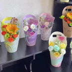 Lot de 10 sachets en papier pour compositions florales en forme de cœur