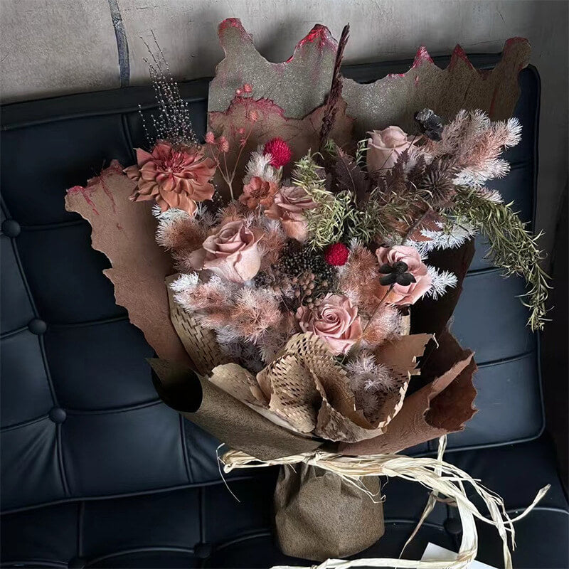 Caja de flores redonda de terciopelo 