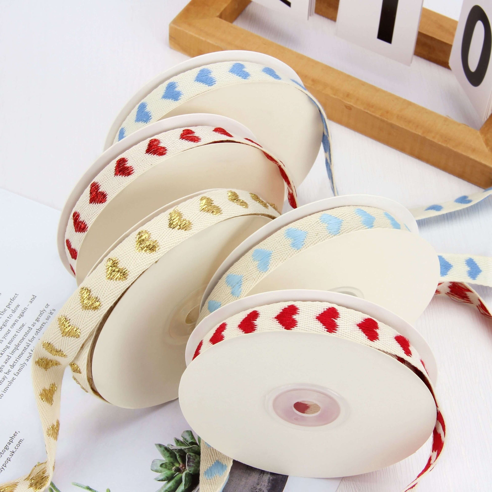 Embroidered Heart Ribbon