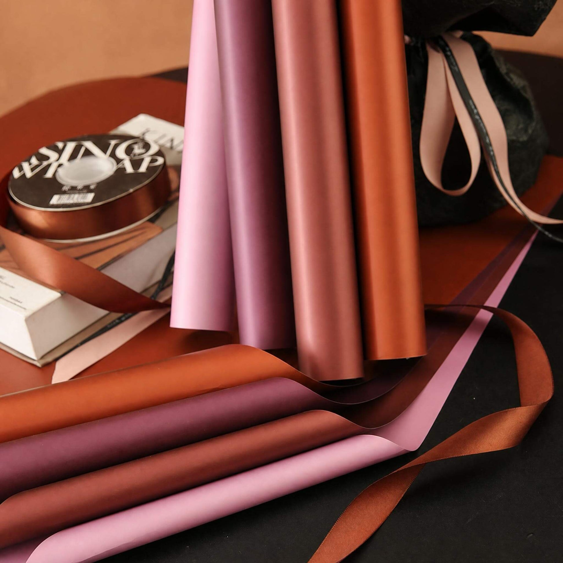 red wrapping paper for flowers