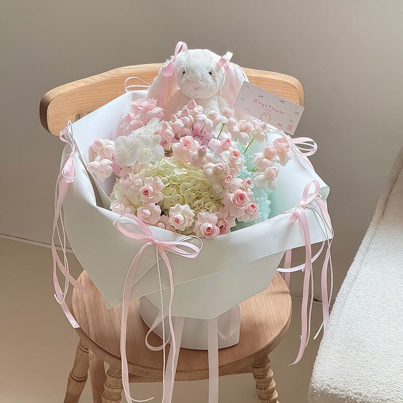Papel de regalo coreano impermeable y esmerilado con diseño de flores 
