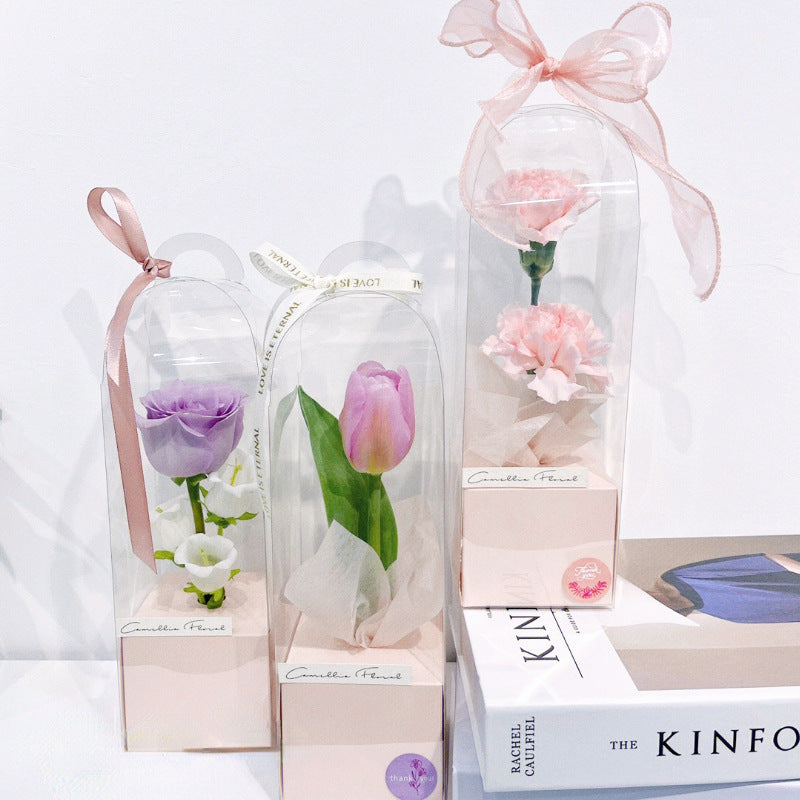 Transparent Panoramic Single Rose DIY Flower Box