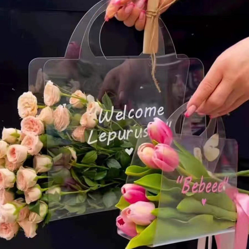 Bolsa de papel portátil para arreglos florales en forma de corazón, 10 unidades