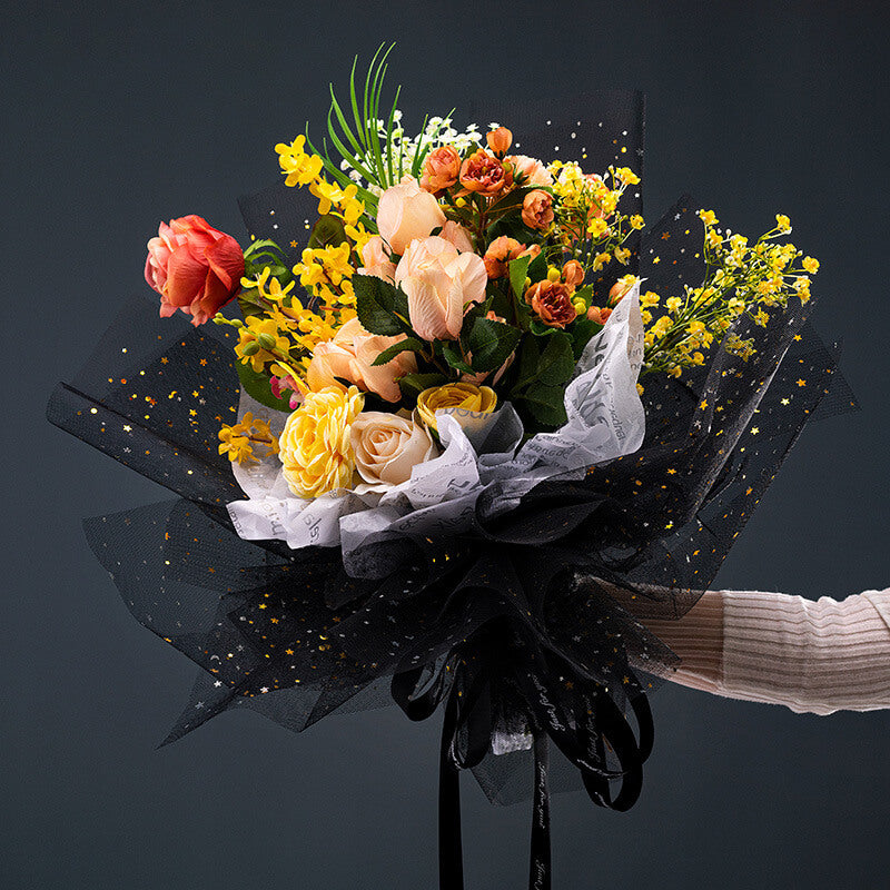 black flower wrapping paper