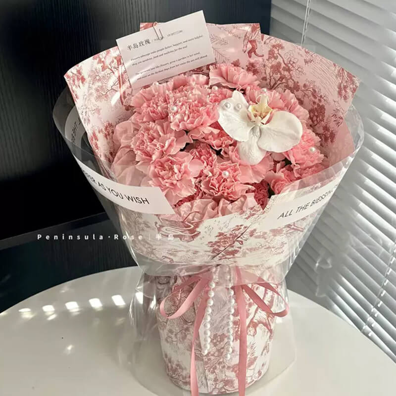 pink flower wrapping paper