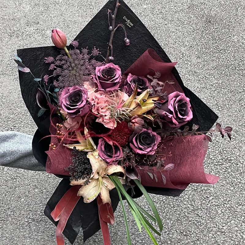 wrapping flowers in tissue paper