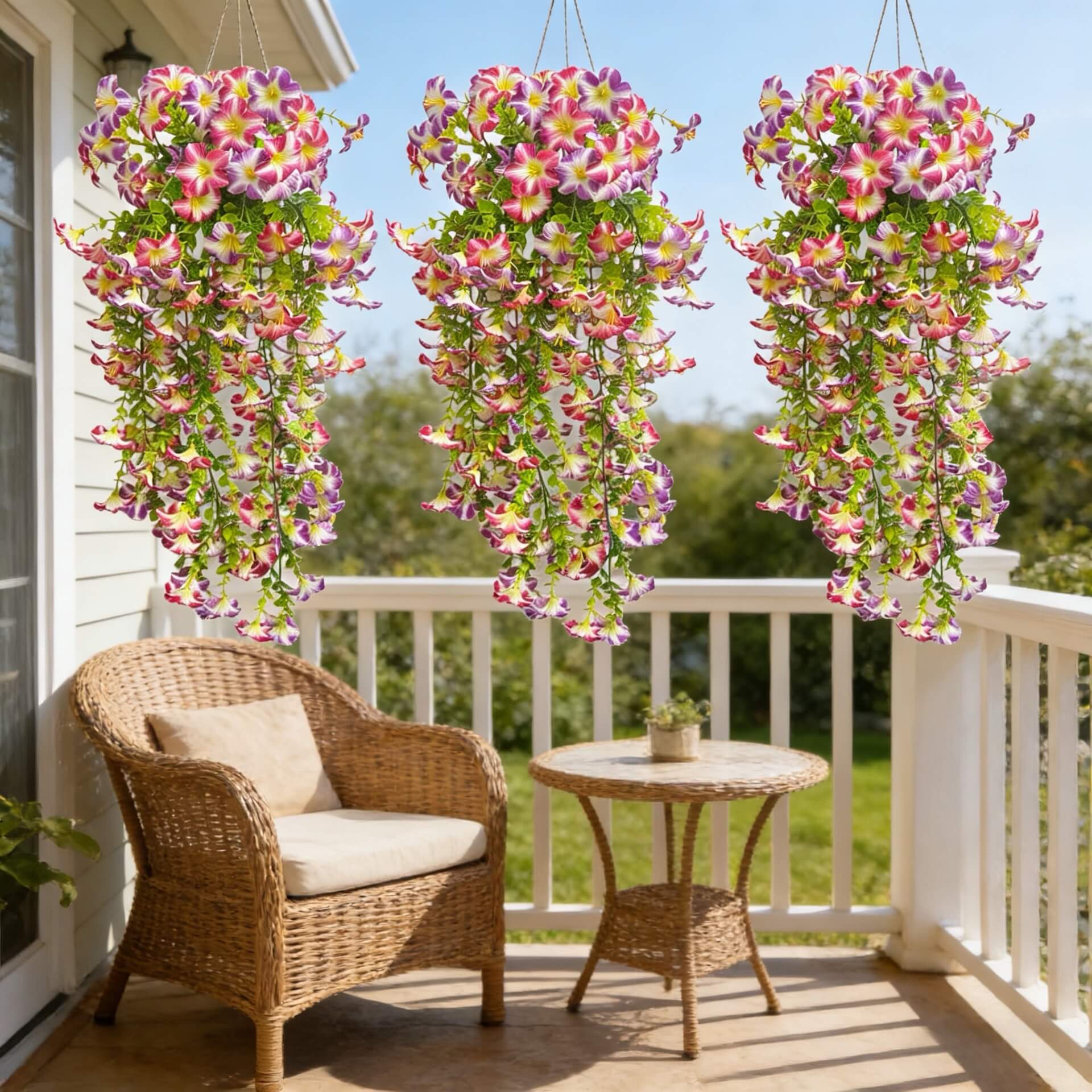 outdoor hanging baskets artificial flowers