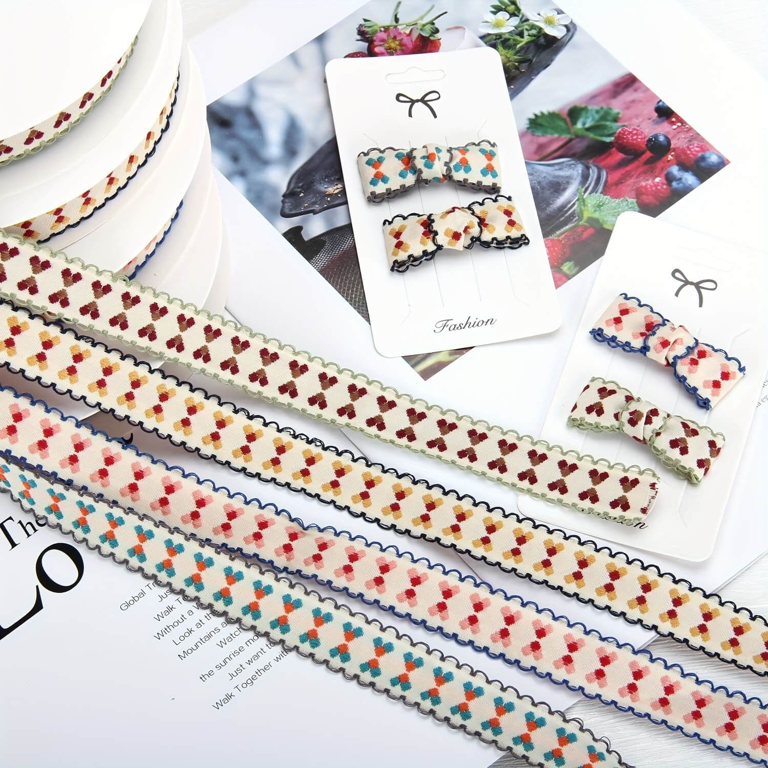 Embroidered Silk Ribbon, 50 Yards
