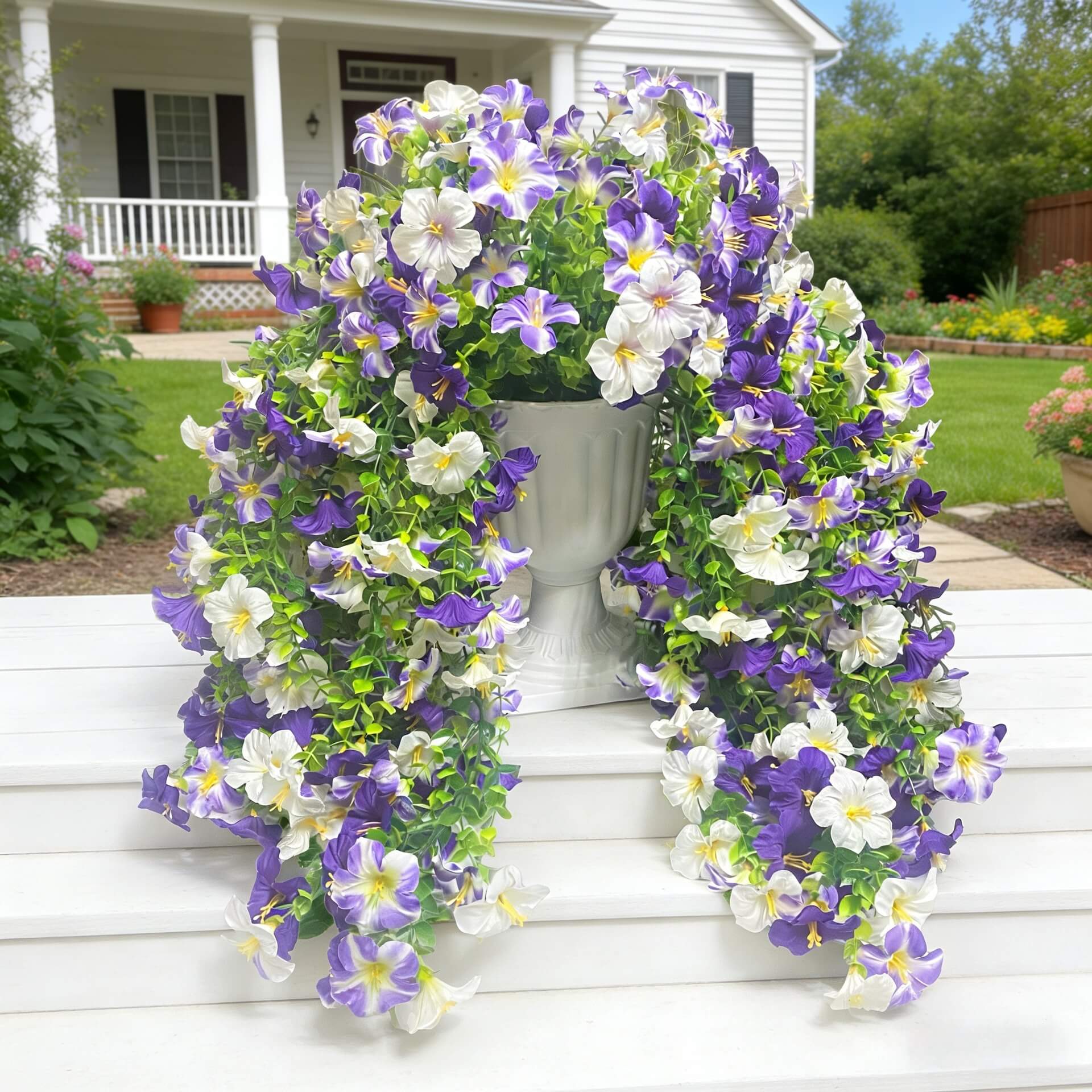 outdoor hanging baskets artificial flowers