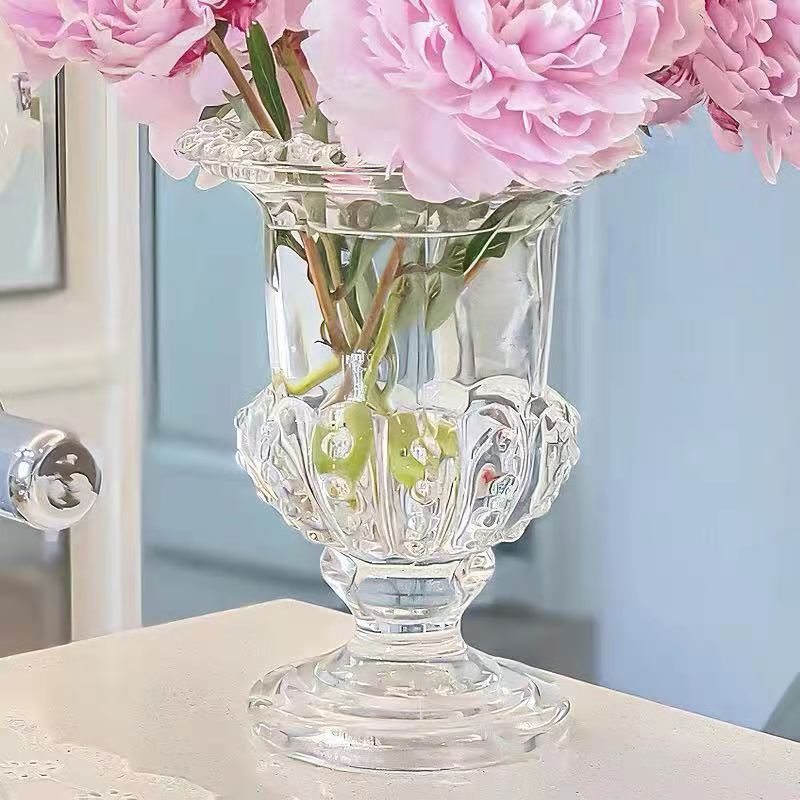 clear glass urn