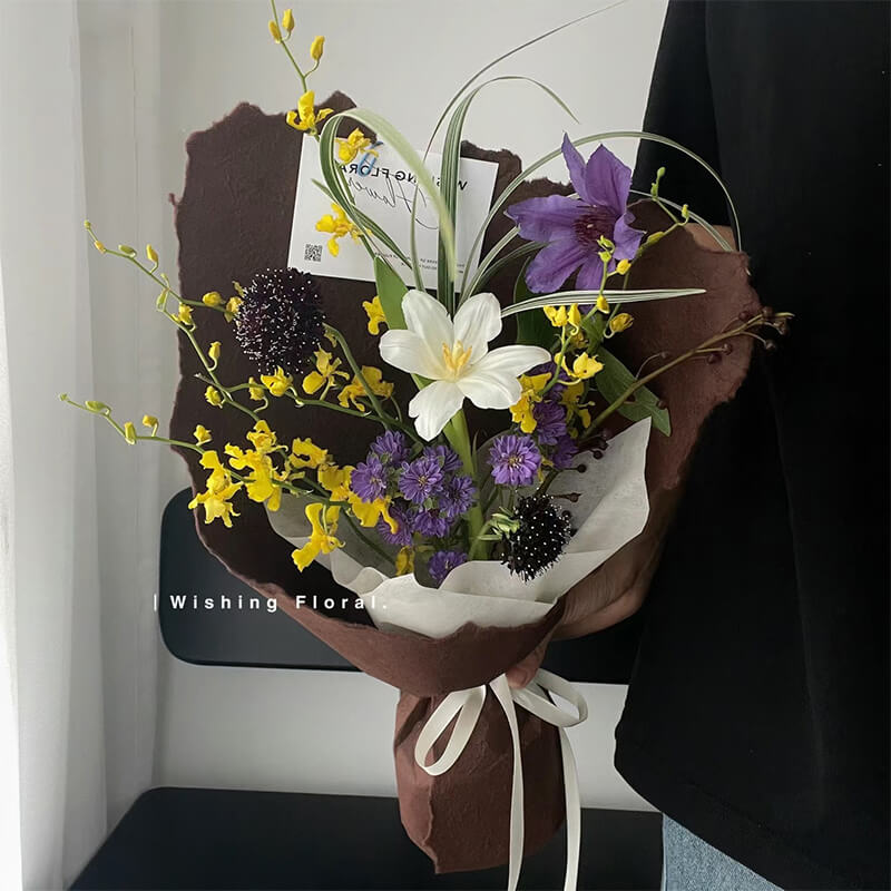 brown floral wrapping paper