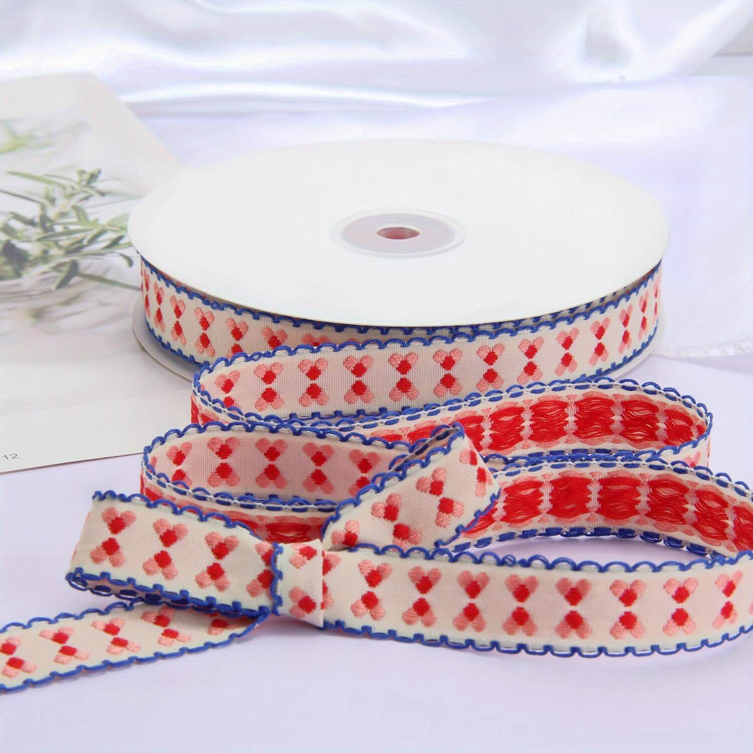 Embroidered Silk Ribbon, 50 Yards