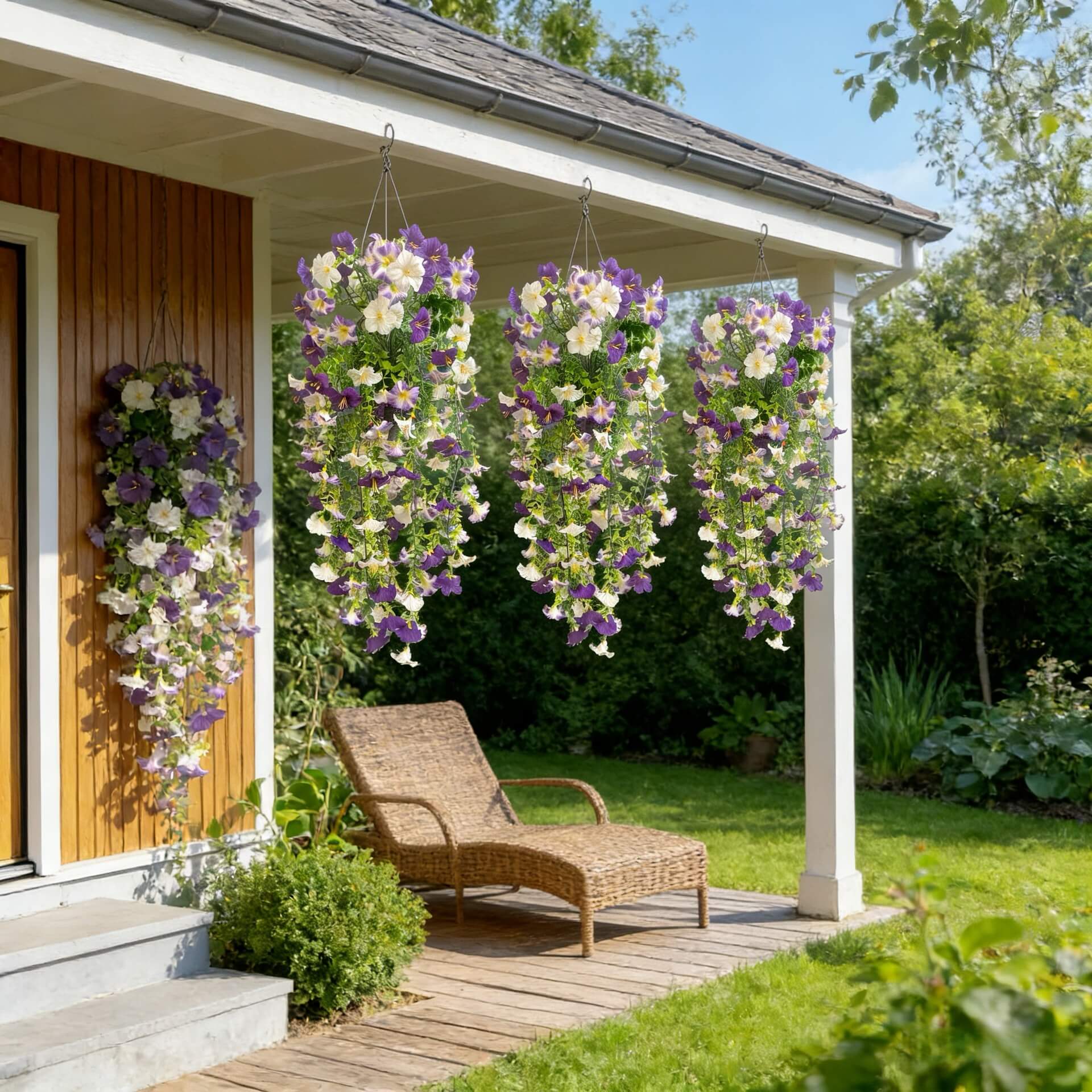 artificial hanging flowers for outdoors
