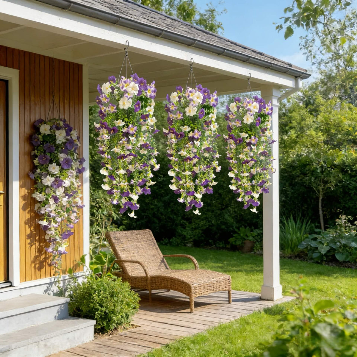artificial hanging flowers for outdoors