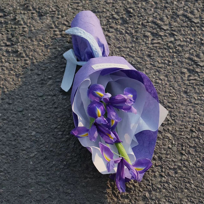 flower wrapping paper nearby