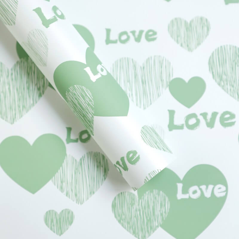 Love Printed Bouquet Wrapping Paper, 22.8 × 22.8 Inch, 20 Sheets