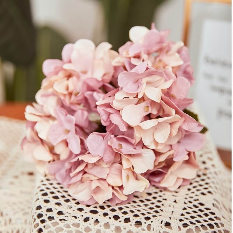 faux hydrangea arrangement