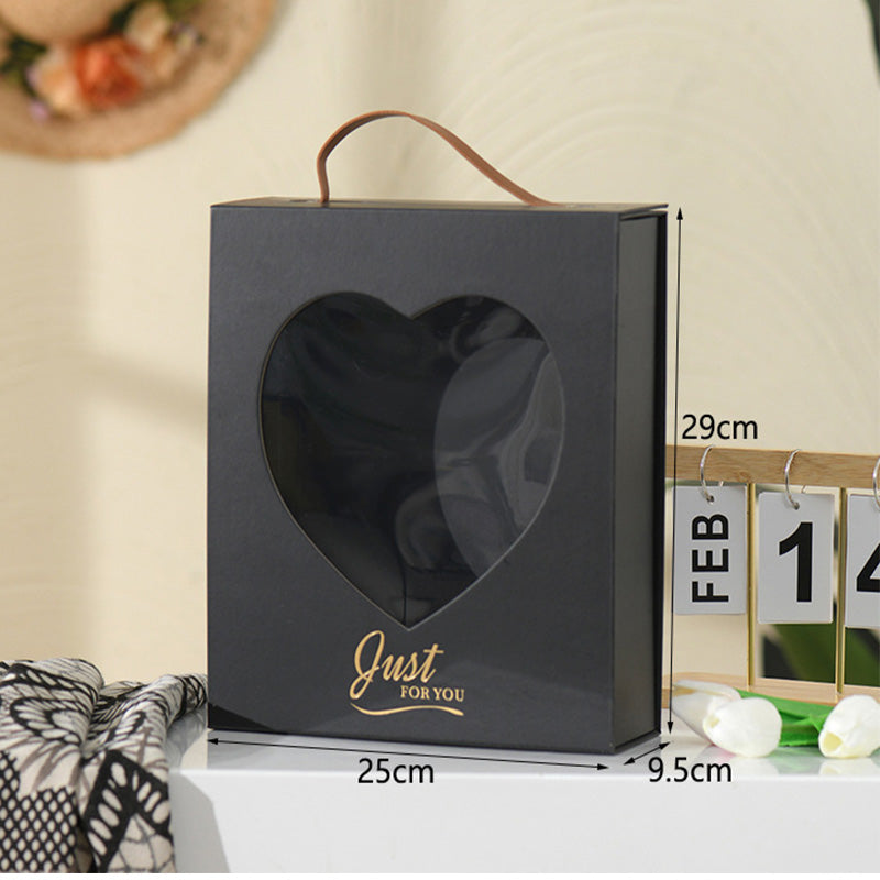 Black heart shaped rose box