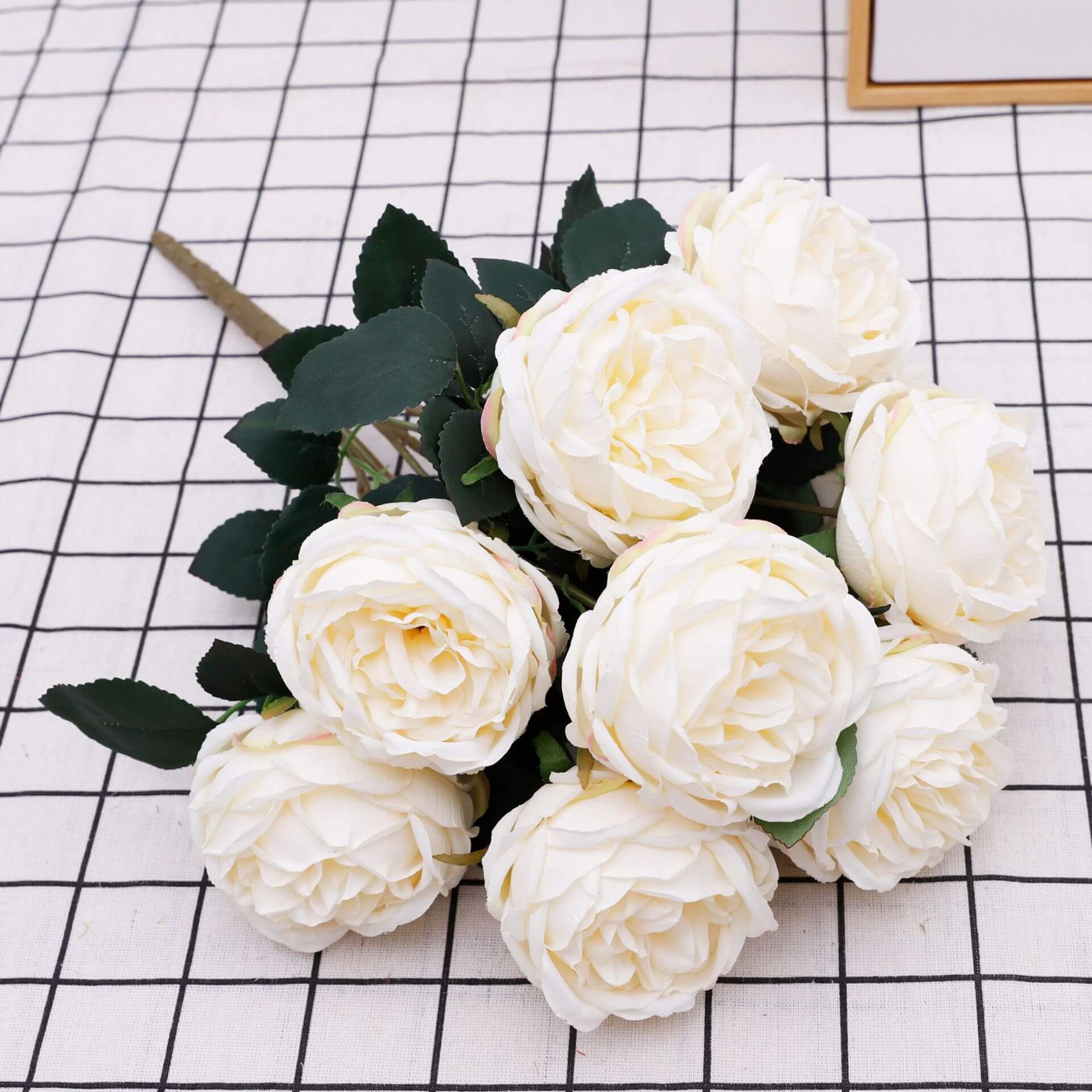 artificial white rose bush