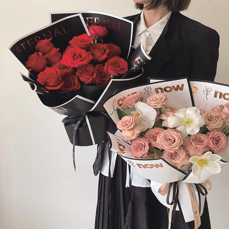 flowers wrapped in paper