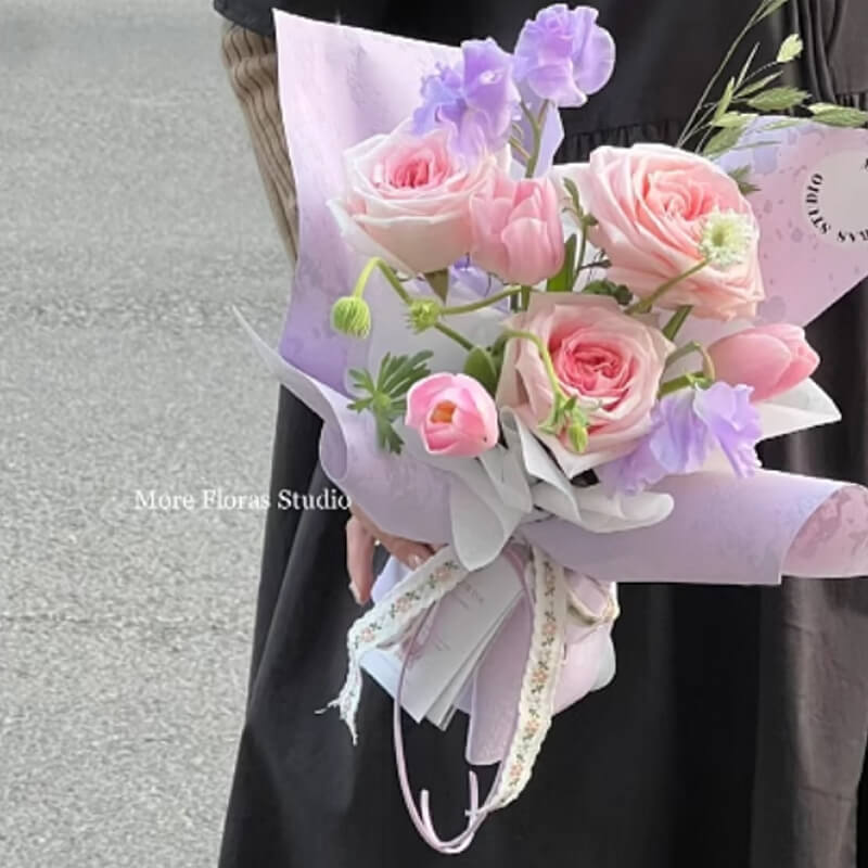 flower wrapping paper bouquet