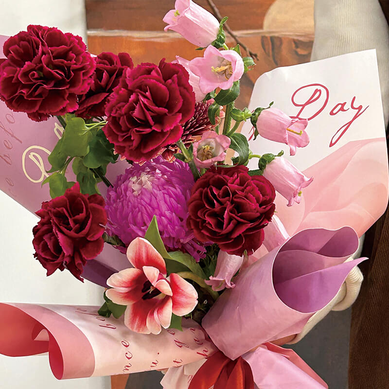 red wrapping paper for flowers
