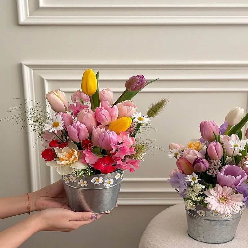 Galvanized Flower Buckets