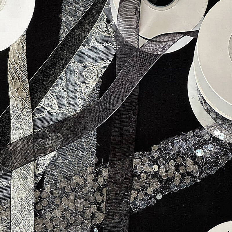 Black&White Lace Ribbon, 10 Yards