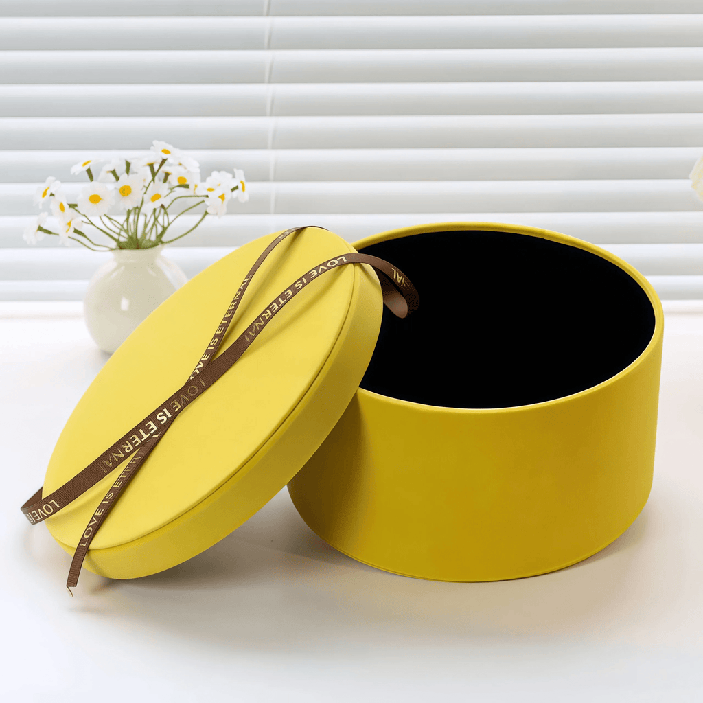 Yellow round flower boxes