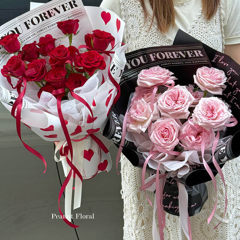 flowers wrapped in paper