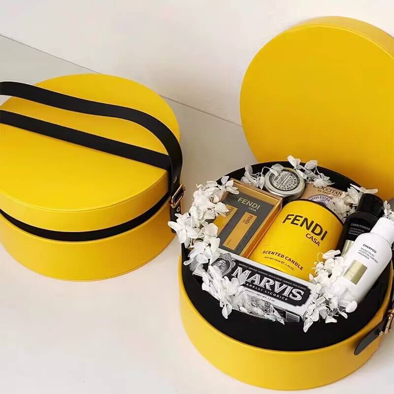 flowers in round box
