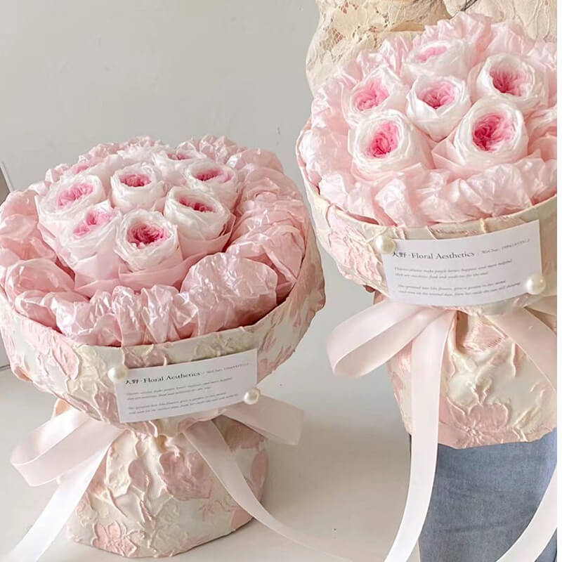 wrapping flowers in paper