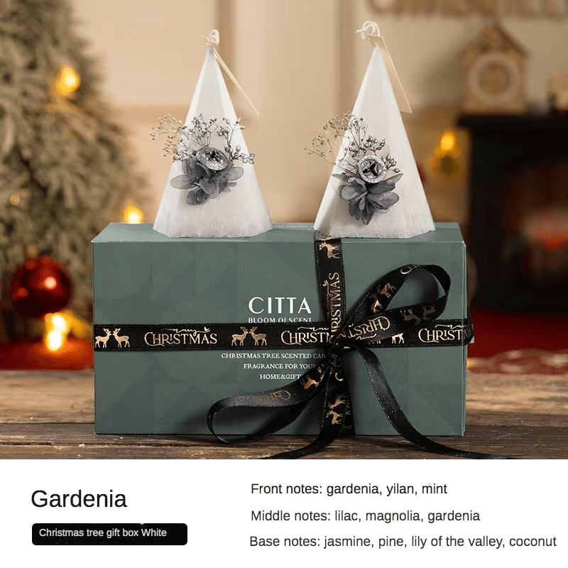 Juego de velas perfumadas con forma de árbol de Navidad y caja