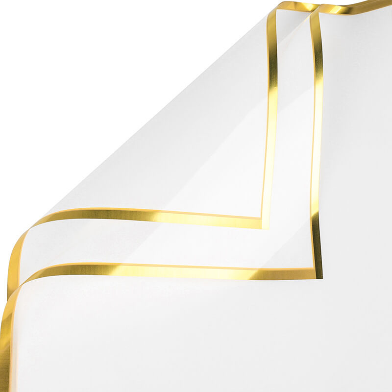 Gold Border Frosted Florist Paper, 22.5 x 22.5 Inch, 20 Sheets