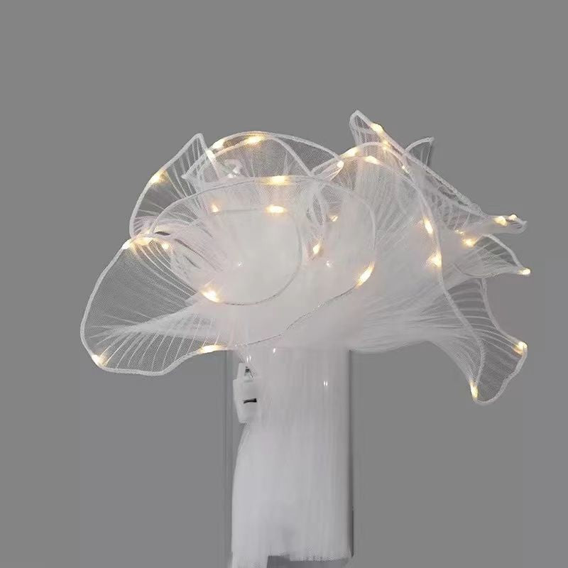 Gauze Flower Wrapping Paper Bouquet Mesh with Light Strip