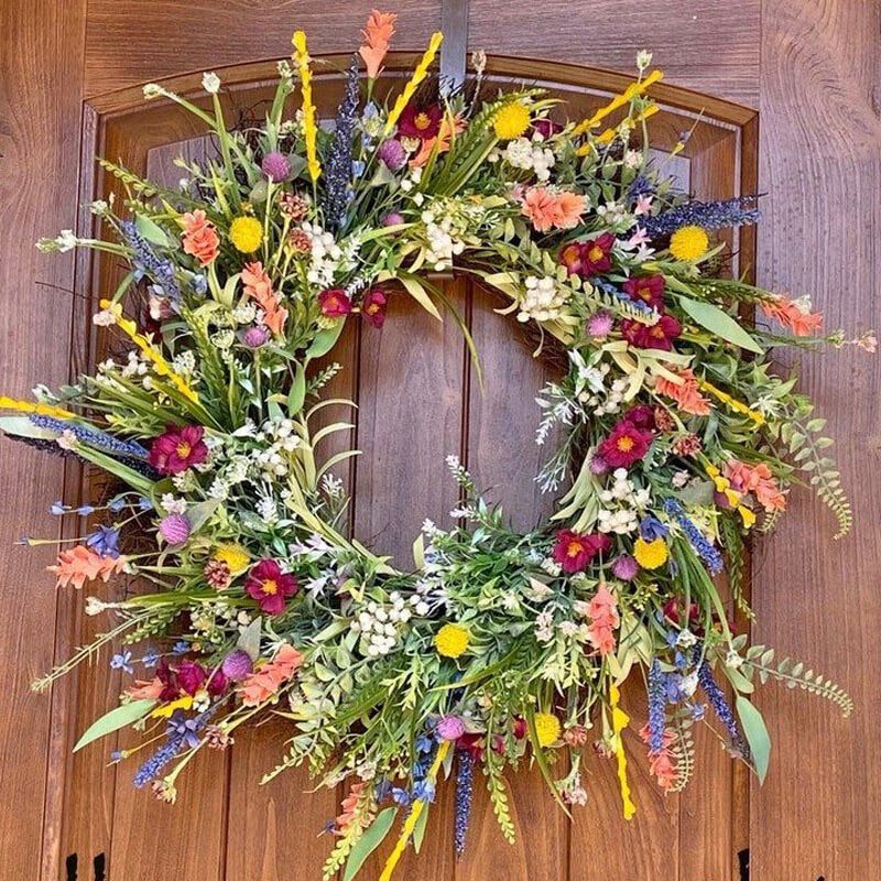 Colorful Spring Wildflower Artificial Wreath - 20"