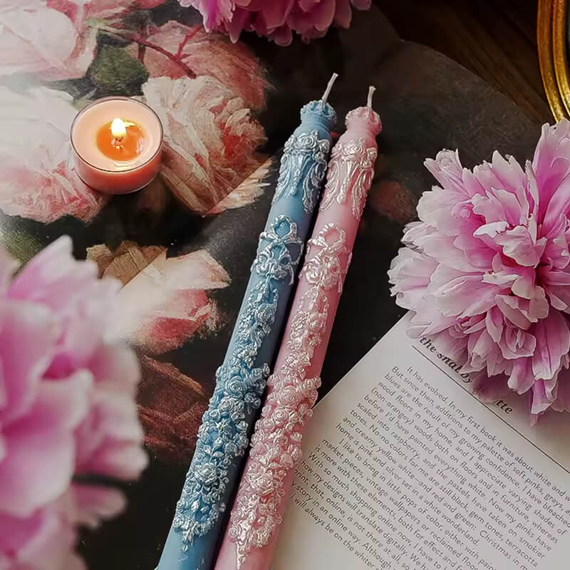 Embossed Pillar Taper Candle