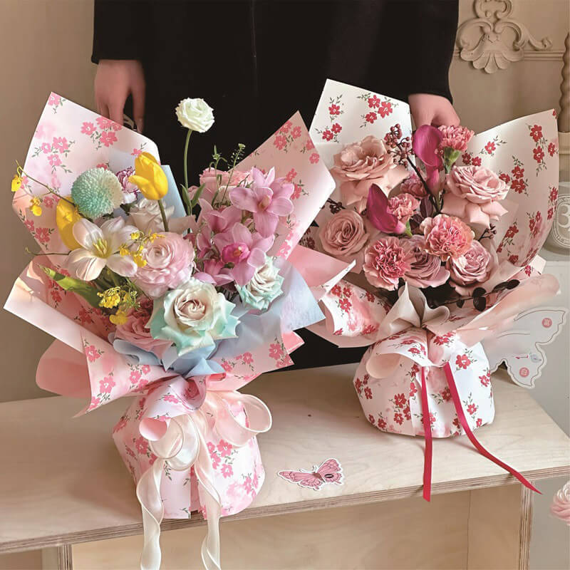 pink flower wrapping paper