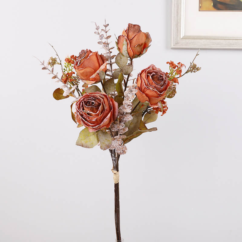 burnt orange fake flowers