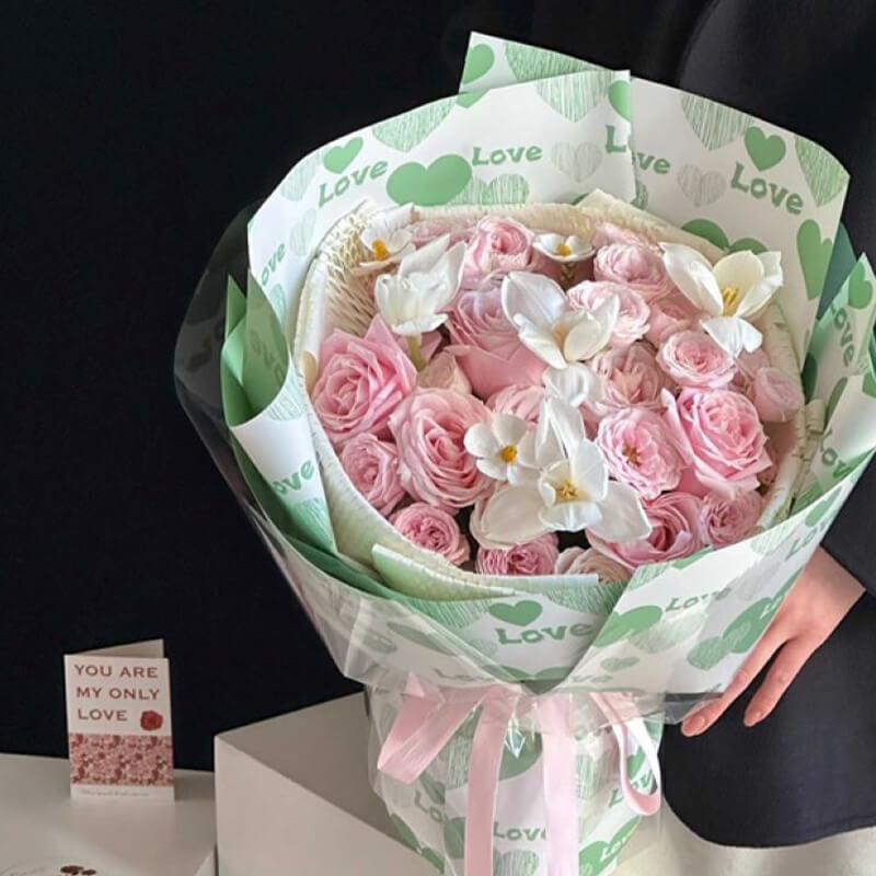 flower wrapping paper bouquet